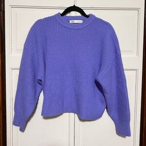 Zara Women's Purple Knit Crewneck Pullover Sweater Size Small